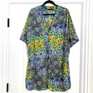 Zara Vibrant Floral Semi-Sheer Coverup - Medium